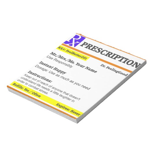 Funny Rx Rezept Notizblock (Rotiert)