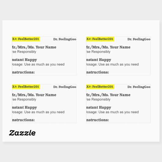 Funny Rx Rezept Rechteckiger Aufkleber (Blatt)