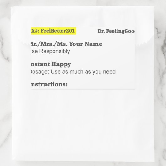 Funny Rx Rezept Rechteckiger Aufkleber (Tasche)