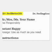 Funny Rx Rezept Rechteckiger Aufkleber (Vorderseite)