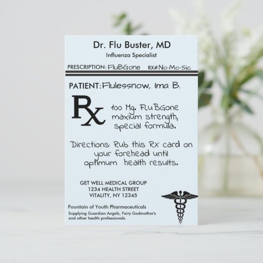 Funny RX-Verschreibung  Dankeskarte (Stehend Vorderseite)