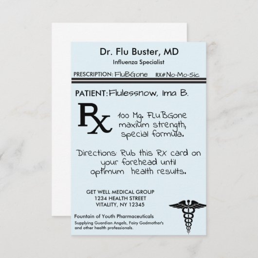 Funny RX-Verschreibung  Dankeskarte (Vorne/Hinten)