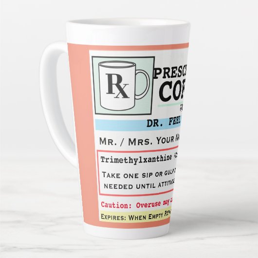 Funny RX-Verschreibung Kaffeekocher Tasse (Linke Ecke)