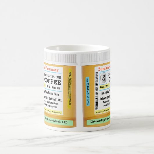 Funny RX-Verschreibung Kaffeetasse (Mittel)