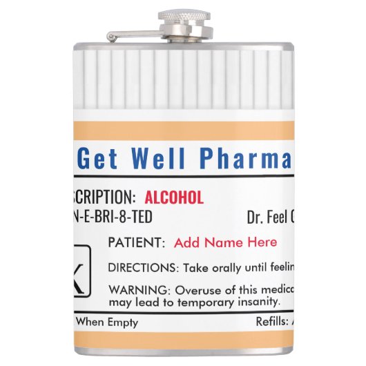 Funny RX Verschreibung Shootglas Flachmann (Vorderseite)