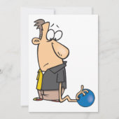 Funny Sad Bowler Charakter mit Bowling Ball Einladung (Vorderseite)