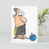 Funny Sad Bowler Charakter mit Bowling Ball Einladung (Stehend Vorderseite)