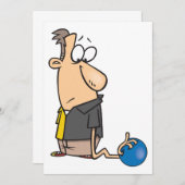 Funny Sad Bowler Charakter mit Bowling Ball Einladung (Vorne/Hinten)