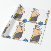 Funny Sad Bowler Charakter mit Bowling Ball Geschenkpapier (Ungerollt)