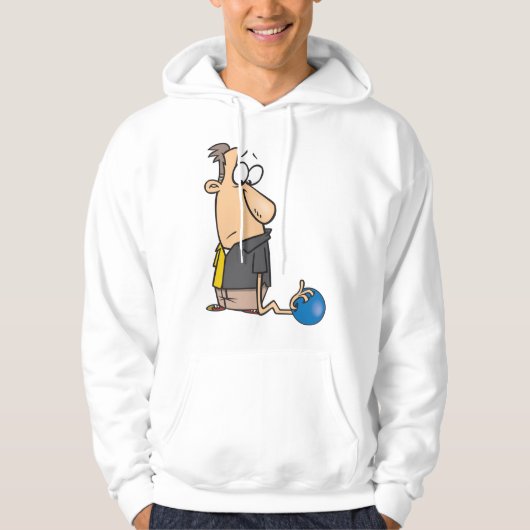 Funny Sad Bowler Charakter mit Bowling Ball Hoodie (Vorderseite)