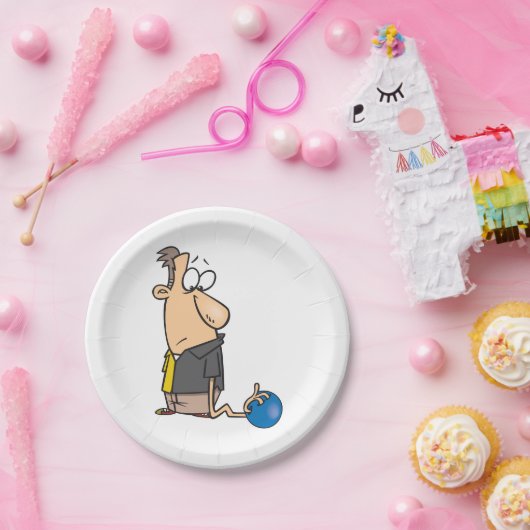 Funny Sad Bowler Charakter mit Bowling Ball Pappteller (Party)