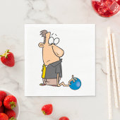 Funny Sad Bowler Charakter mit Bowling Ball Serviette