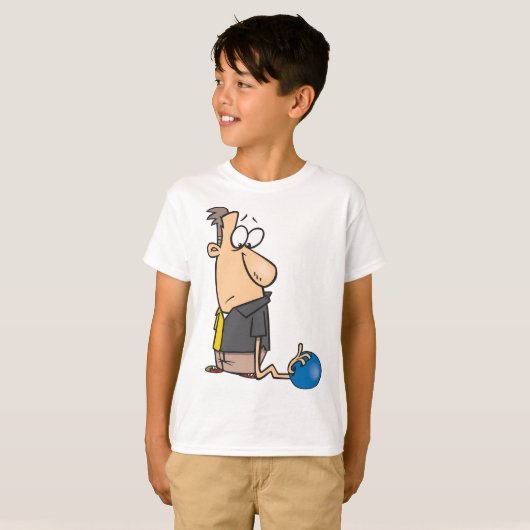 Funny Sad Bowler Charakter mit Bowling Ball T-Shirt (Vorne ganz)