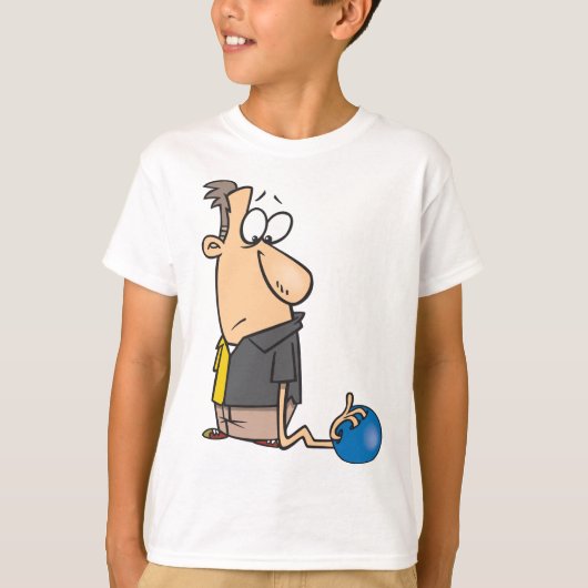 Funny Sad Bowler Charakter mit Bowling Ball T-Shirt (Vorderseite)