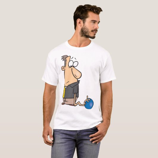Funny Sad Bowler Charakter mit Bowling Ball T-Shirt (Vorne ganz)