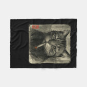 Funny Sad Cat Rauchen Zigarette Meme Lover Sumi-e Fleecedecke (Vorderseite (Horizontal))