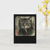 Funny Sad Cat Rauchen Zigarette Meme Lover Sumi-e Karte (Gelbe Blume)