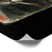 Funny Sad Cat Rauchen Zigarette Meme Lover Sumi-e Poster (Ecke)