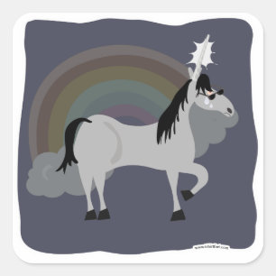 Funny Sad Emo Unicorn Allein Quadratischer Aufkleber