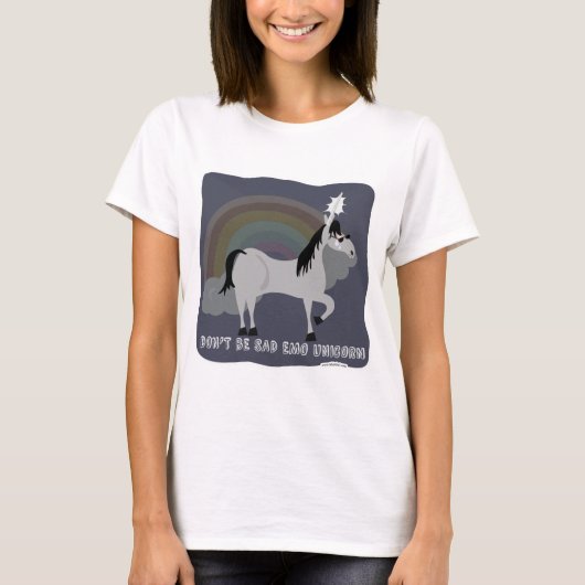 Funny Sad Emo Unicorn T-Shirt (Vorderseite)
