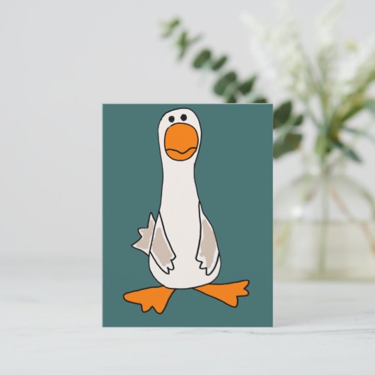 Funny Sad Goose Cartoon Postkarte (Stehend Vorderseite)