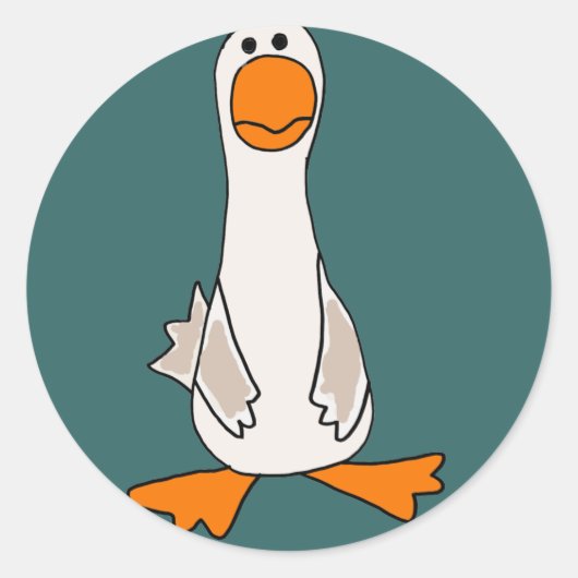 Funny Sad Goose Cartoon Runder Aufkleber (Vorderseite)