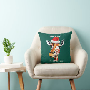 Funny Safari animal Giraffe Santa Xmas Party Kissen