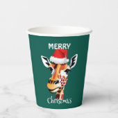 Funny Safari animal Giraffe Santa Xmas Party Pappbecher (Rückseite)