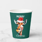 Funny Safari animal Giraffe Santa Xmas Party Pappbecher (Vorderseite)