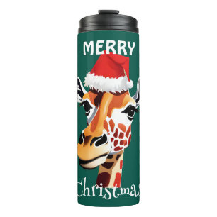 Funny Safari animal Giraffe Santa Xmas Party Thermosbecher