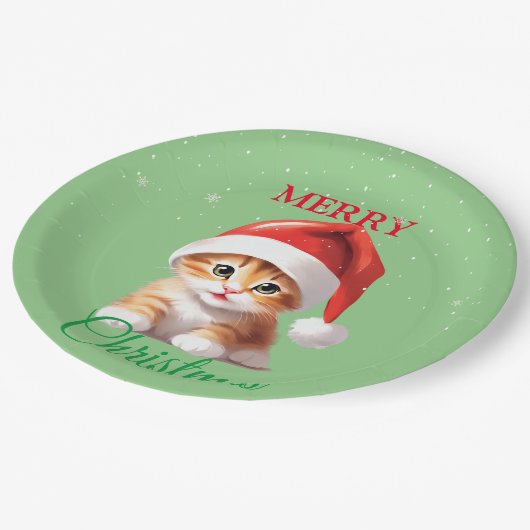 Funny Safari Tiere Cat Weihnachtskostüm Pappteller (Schrägansicht)