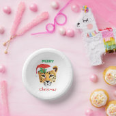Funny Safari Tiere Cheetah Leopard Santa Xmas Pappteller (Party)