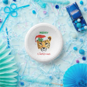 Funny Safari Tiere Cheetah Leopard Santa Xmas Pappteller (Party)