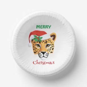 Funny Safari Tiere Cheetah Leopard Santa Xmas Pappteller