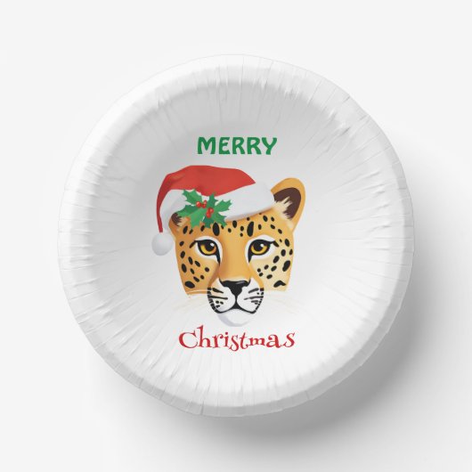 Funny Safari Tiere Cheetah Leopard Santa Xmas Pappteller (Vorderseite)