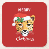 Funny Safari Tiere Cheetah Leopard Santa Xmas Rechteckiger Pappuntersetzer (Vorderseite)