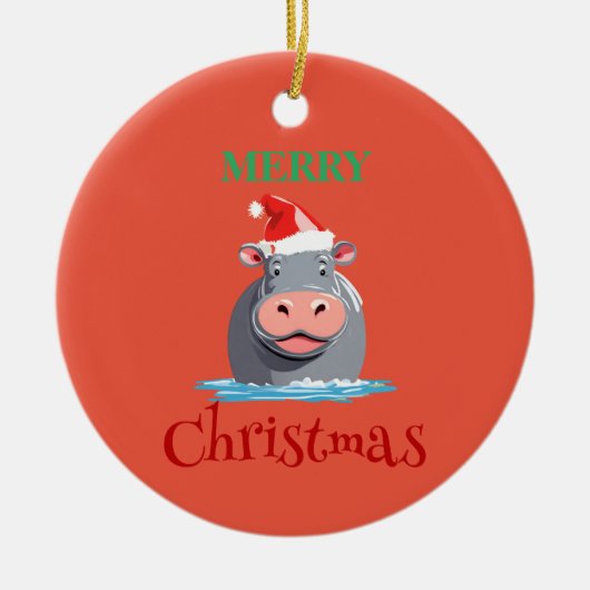 Funny Safari Tiere HIPPO Weihnachtskostüm Keramik Ornament (Vorne)