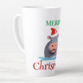 Funny Safari Tiere HIPPO Weihnachtskostüm Milchtasse (Linke Ecke)