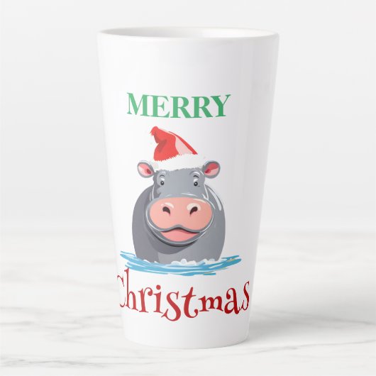 Funny Safari Tiere HIPPO Weihnachtskostüm Milchtasse (Vorderseite)