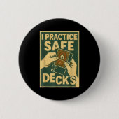 Funny Safe Decks Trading Card Game Pun Humor Button (Vorderseite)