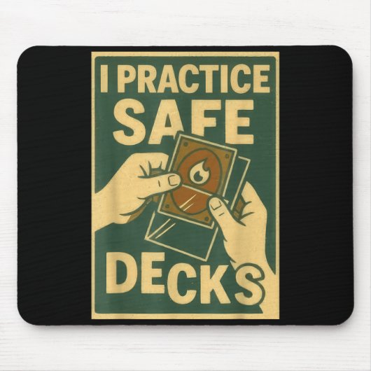 Funny Safe Decks Trading Card Game Pun Humor Mousepad (Vorne)