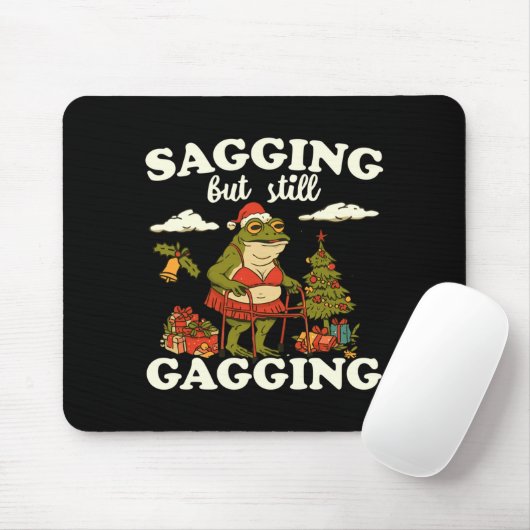 Funny Sagging But Still Gagging Santa Frog Meme Ch Mousepad (Mit Mouse)