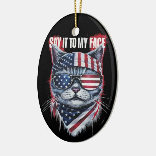 Funny sagt es zu meinem Gesicht Funny Cat Keramik Ornament (Links)