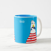 Funny Sailor Seagull Bird essen Fisch Segeln Zweifarbige Tasse (VorderseiteRechts)