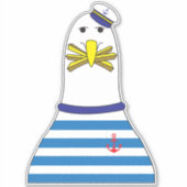 Funny Sailor Seagull Bird essen Französisch Fries Aufkleber (Vorderseite)