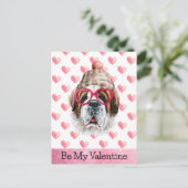 Funny Saint Bernard be My Valentine Dog Valentines Feiertagspostkarte (Stehend Vorderseite)