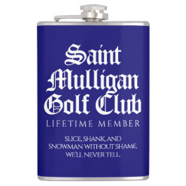 Funny Saint Mulligan Golf Club Lifetime Mitglied Flachmann