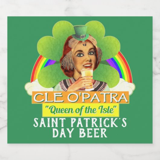 Funny Saint Patrick's Day Cleopatra Pun Irish Bierflaschenetikett (Einzelnes Label)