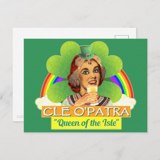 Funny Saint Patrick's Day Cleopatra Pun Irish Postkarte (Vorne/Hinten)