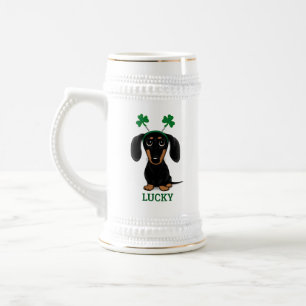Funny Saint Patrick's Day Hund Kleeblatts Custom Bierglas
